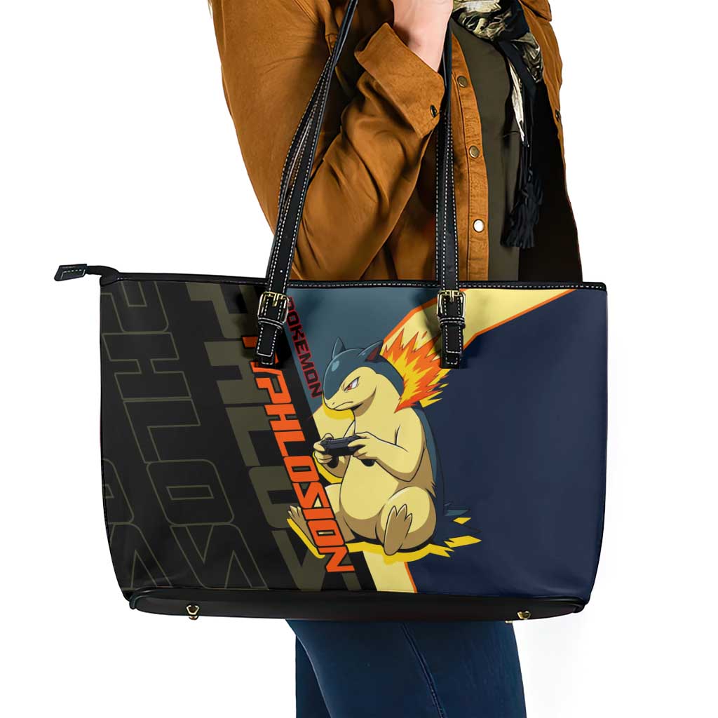 Typhlosion Poké Leather Tote Bag Classic Retro Anime Style