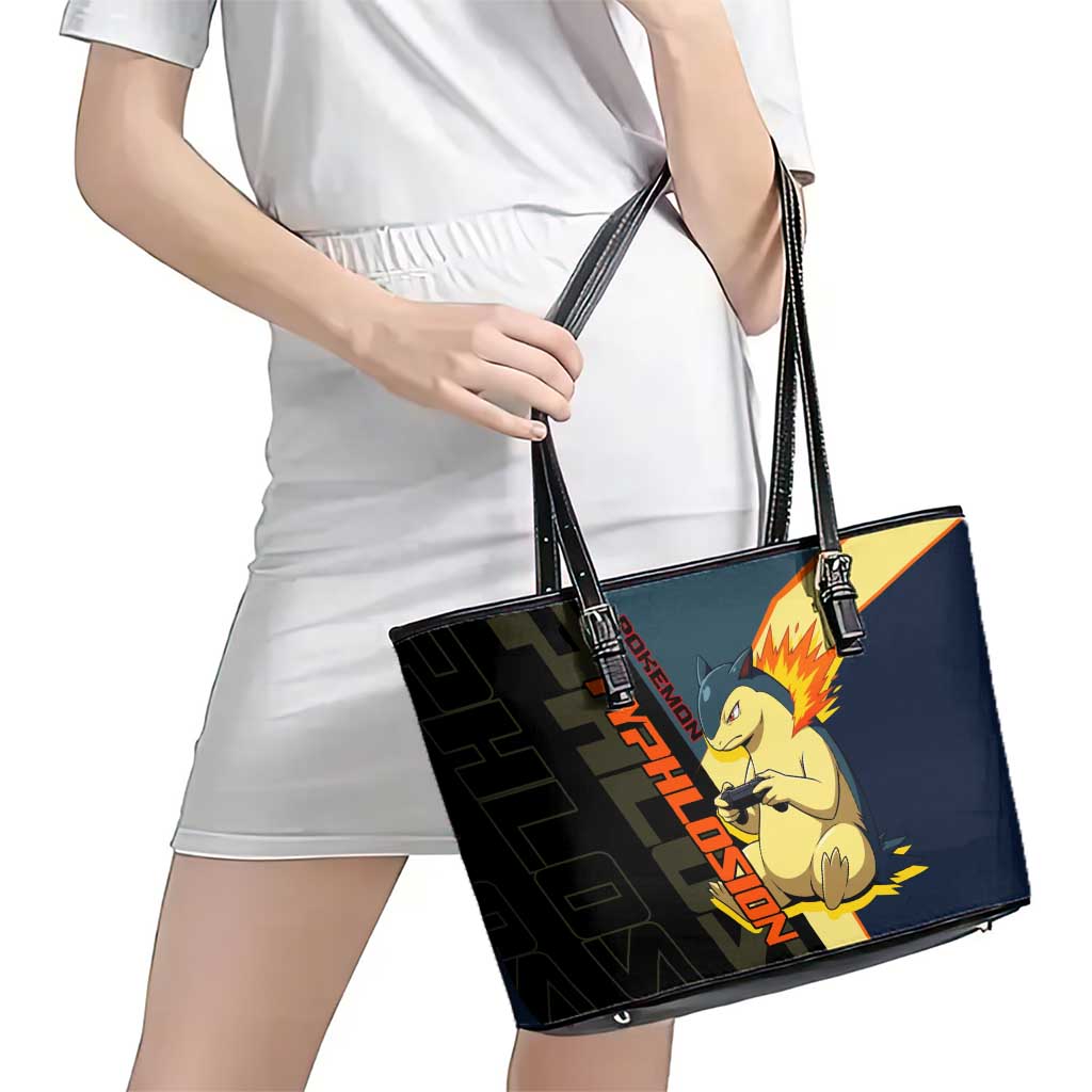 Typhlosion Poké Leather Tote Bag Classic Retro Anime Style