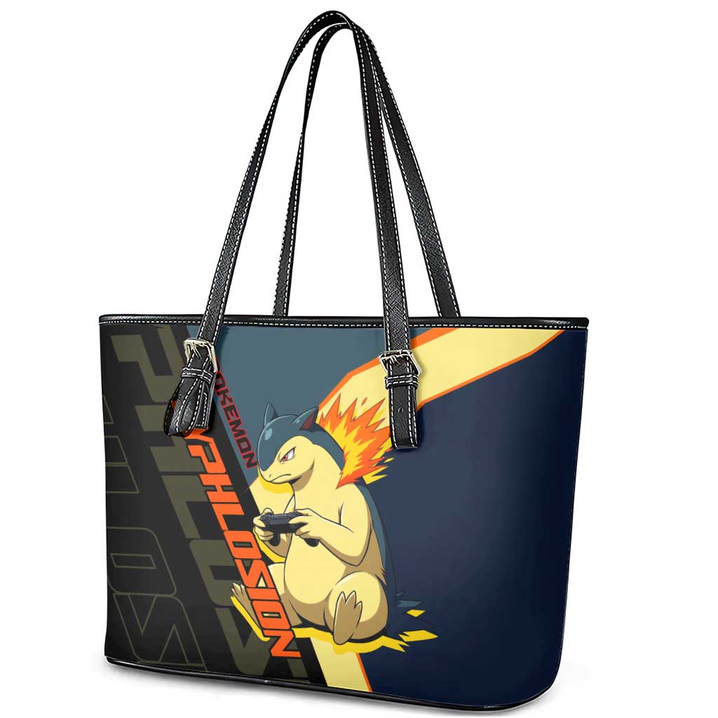Typhlosion Poké Leather Tote Bag Classic Retro Anime Style