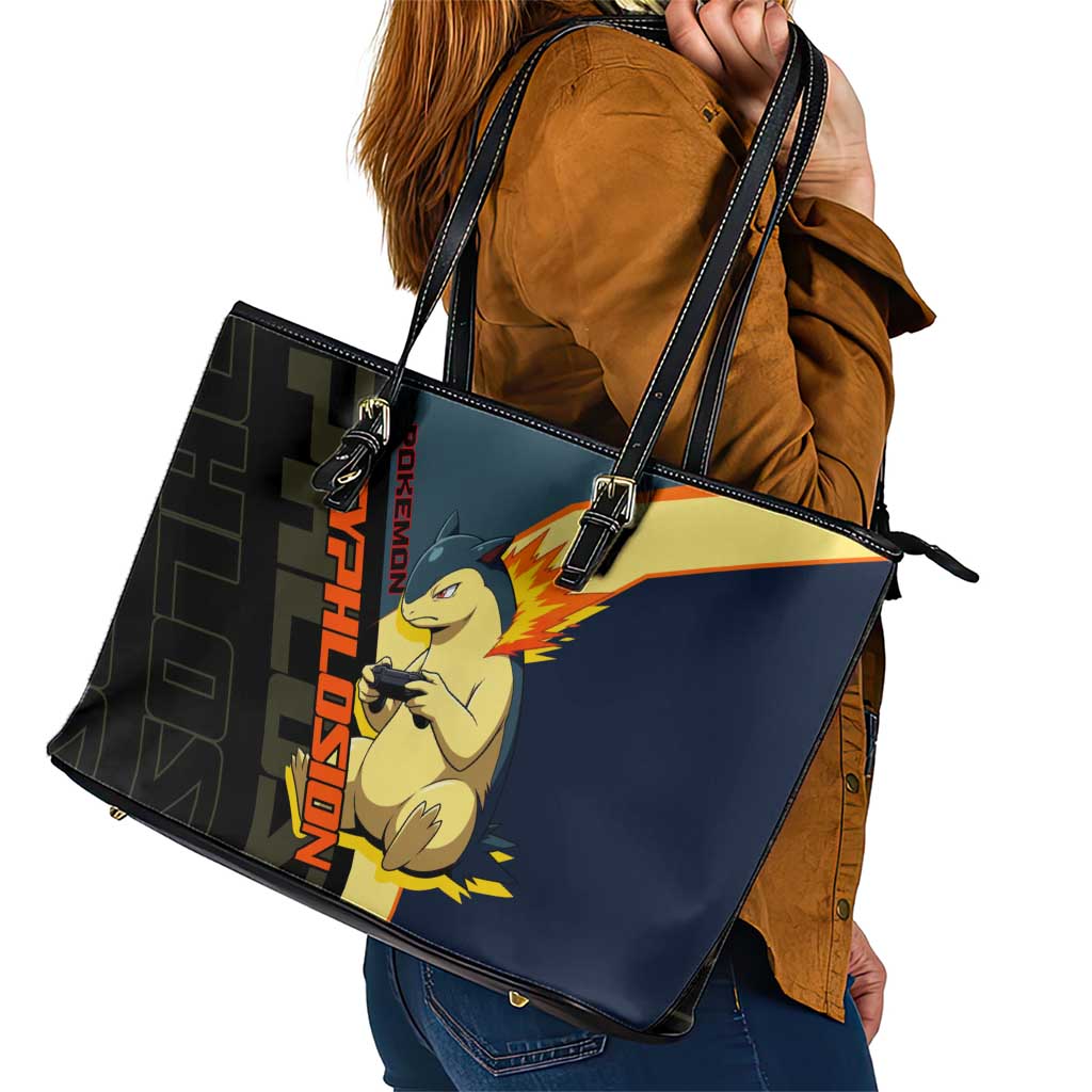 Typhlosion Poké Leather Tote Bag Classic Retro Anime Style