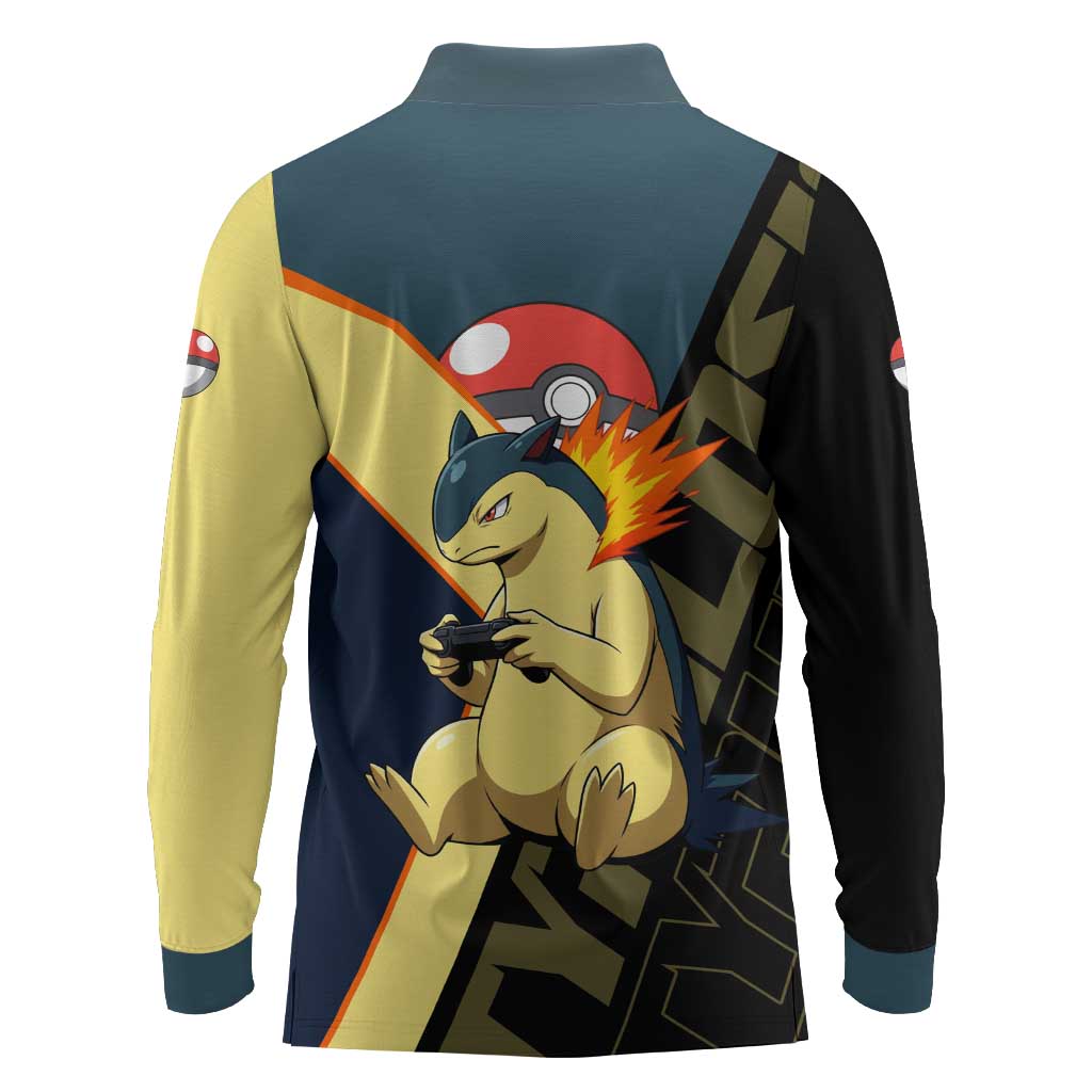 Typhlosion Poké Long Sleeve Polo Shirt Classic Retro Anime Style