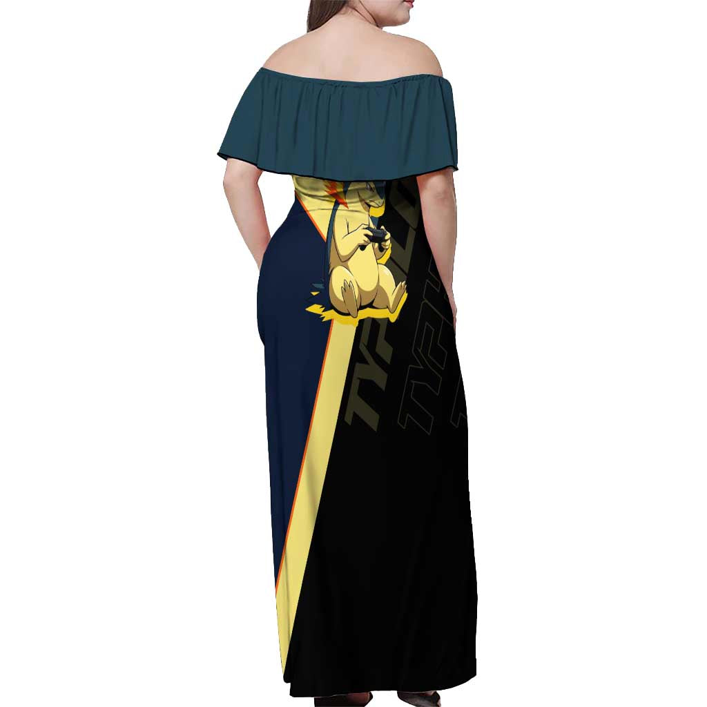 Typhlosion Poké Off Shoulder Maxi Dress Classic Retro Anime Style