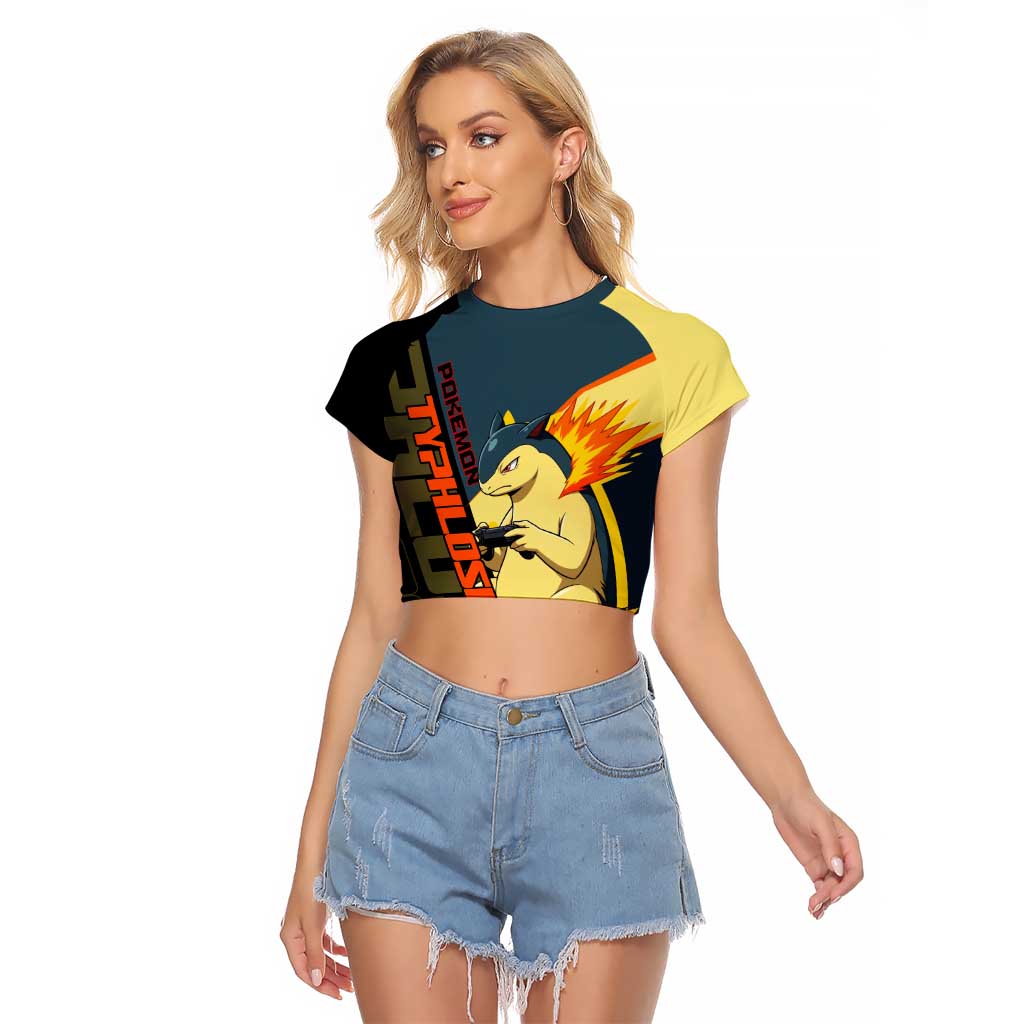 Typhlosion Poké Raglan Cropped T Shirt Classic Retro Anime Style