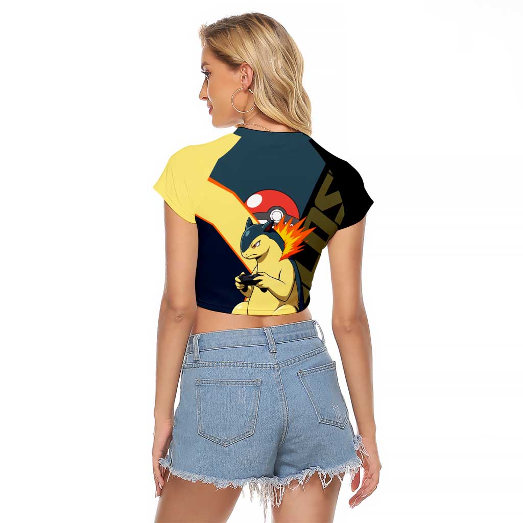 Typhlosion Poké Raglan Cropped T Shirt Classic Retro Anime Style