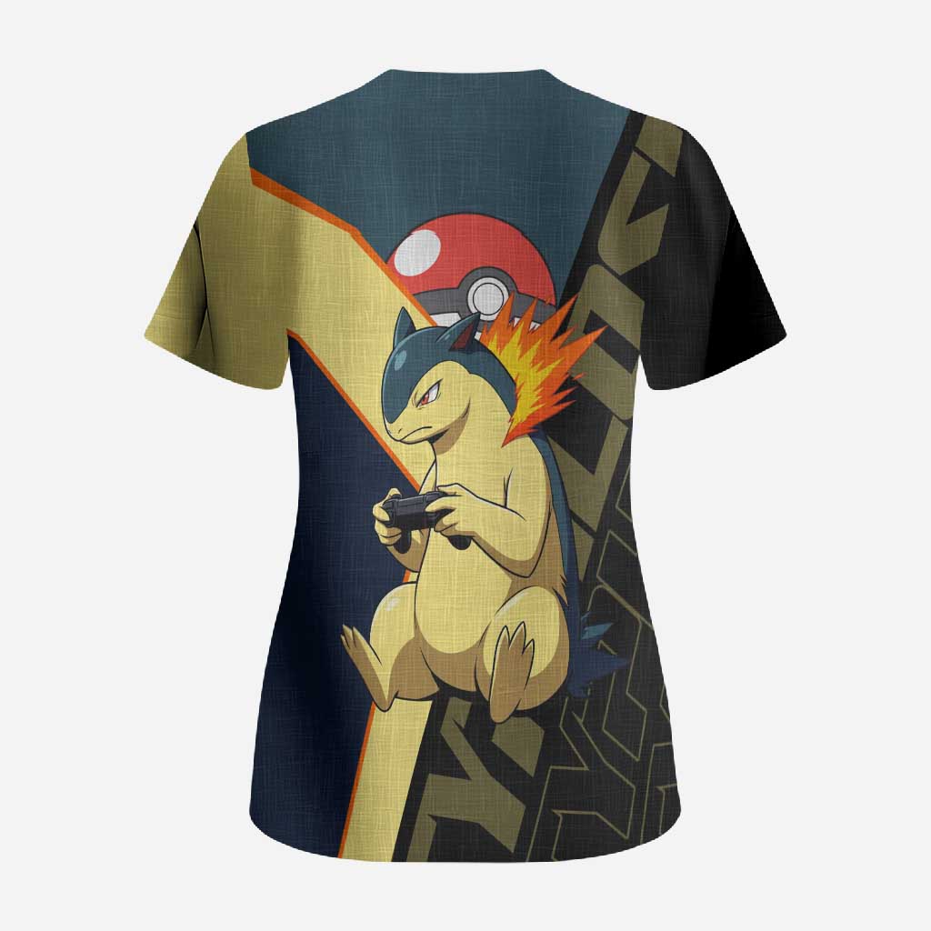Typhlosion Poké Scrub Top Classic Retro Anime Style