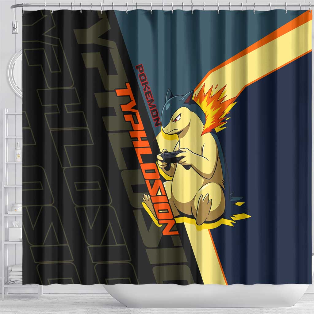 Typhlosion Poké Shower Curtain Classic Retro Anime Style
