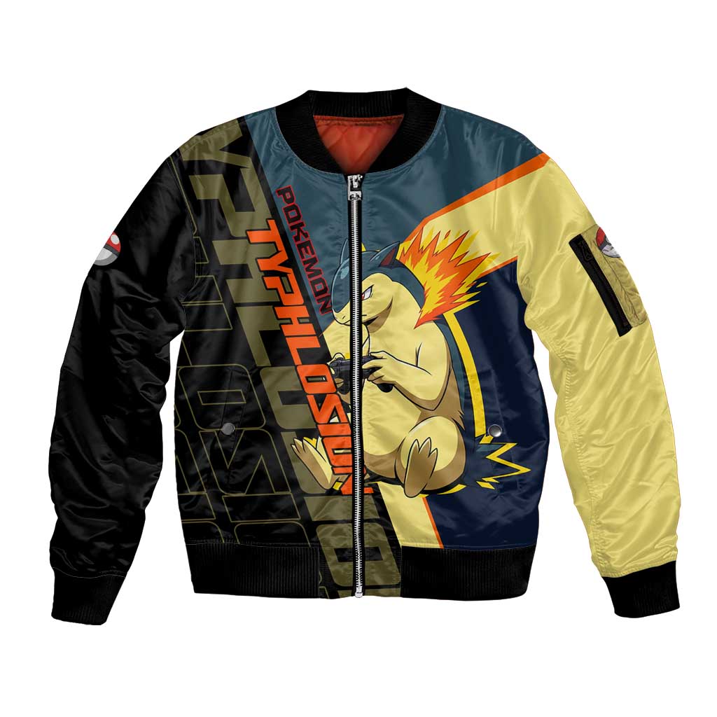 Typhlosion Poké Sleeve Zip Bomber Jacket Classic Retro Anime Style