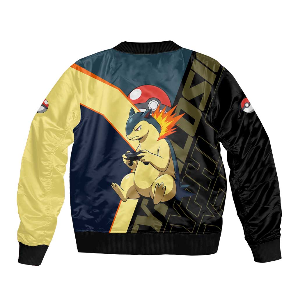 Typhlosion Poké Sleeve Zip Bomber Jacket Classic Retro Anime Style