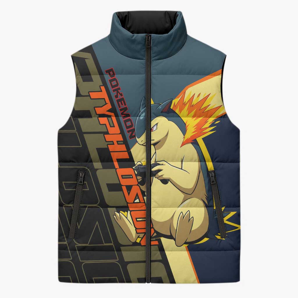Typhlosion Poké Sleeveless Puffer Jacket Classic Retro Anime Style