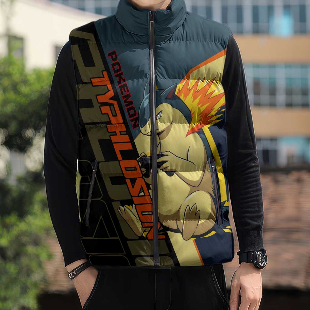 Typhlosion Poké Sleeveless Puffer Jacket Classic Retro Anime Style