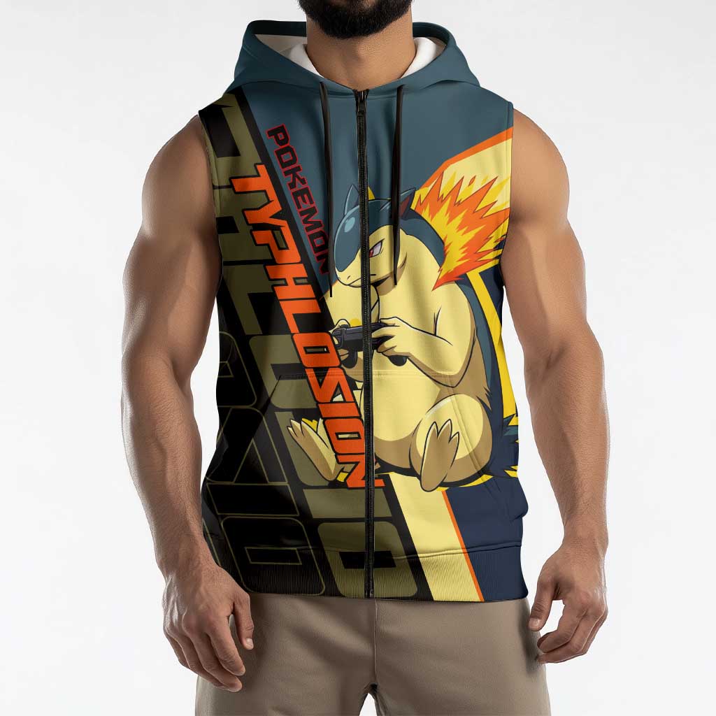 Typhlosion Poké Sleeveless Zip Hoodie Classic Retro Anime Style