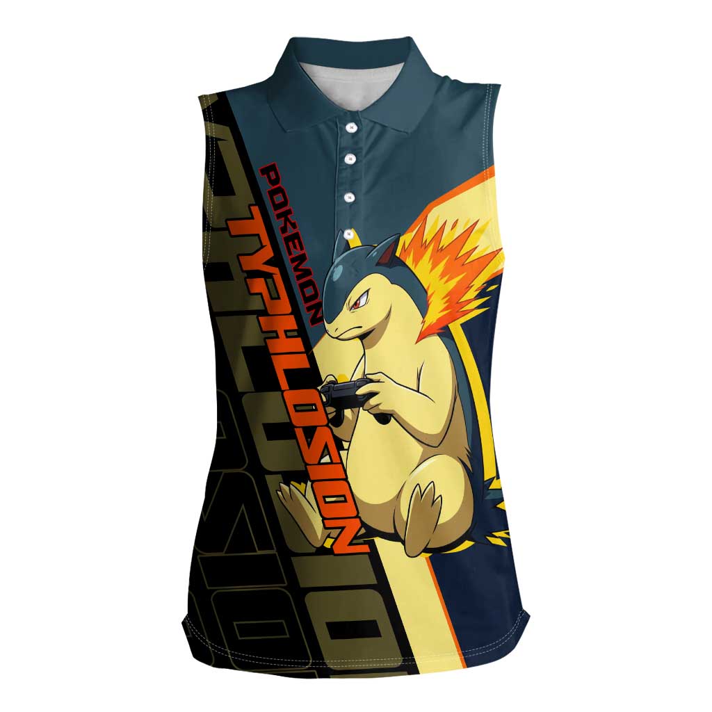 Typhlosion Poké Women Sleeveless Polo Shirt Classic Retro Anime Style