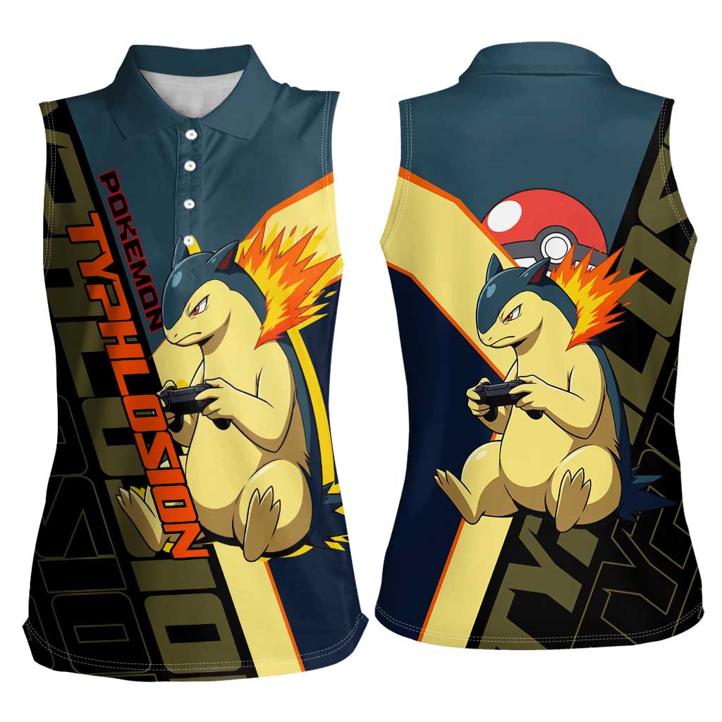Typhlosion Poké Women Sleeveless Polo Shirt Classic Retro Anime Style