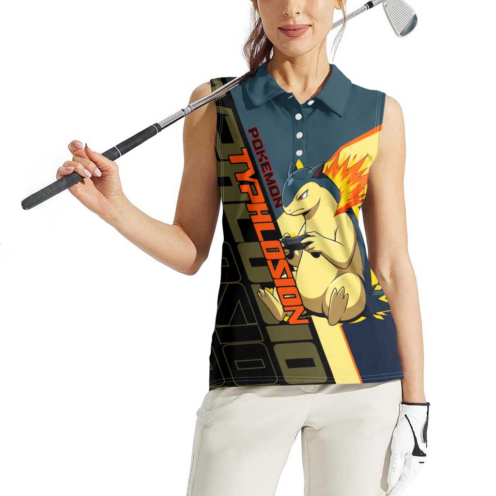 Typhlosion Poké Women Sleeveless Polo Shirt Classic Retro Anime Style