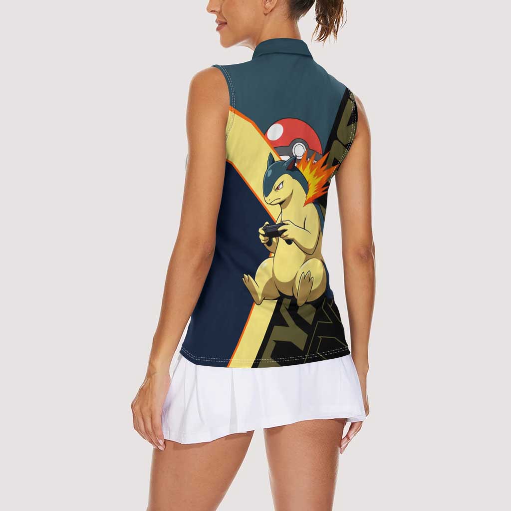 Typhlosion Poké Women Sleeveless Polo Shirt Classic Retro Anime Style