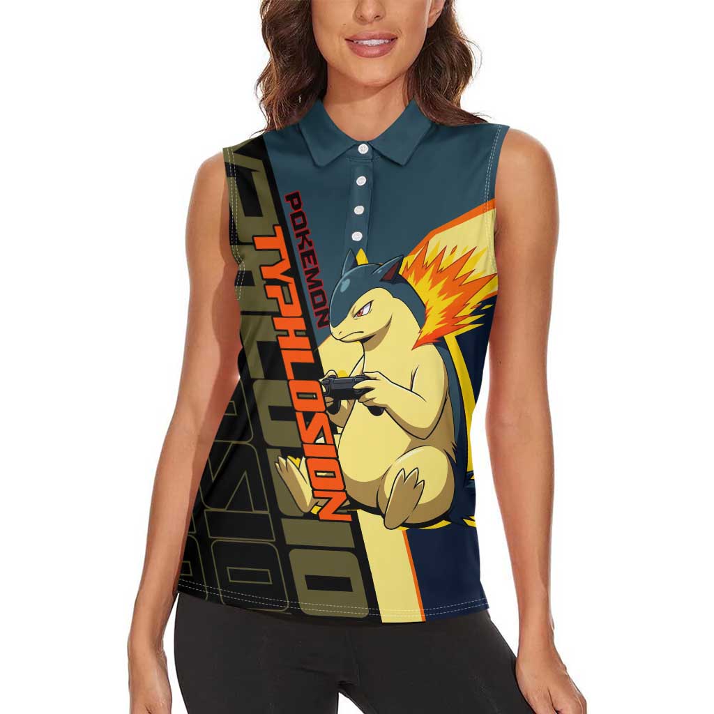 Typhlosion Poké Women Sleeveless Polo Shirt Classic Retro Anime Style