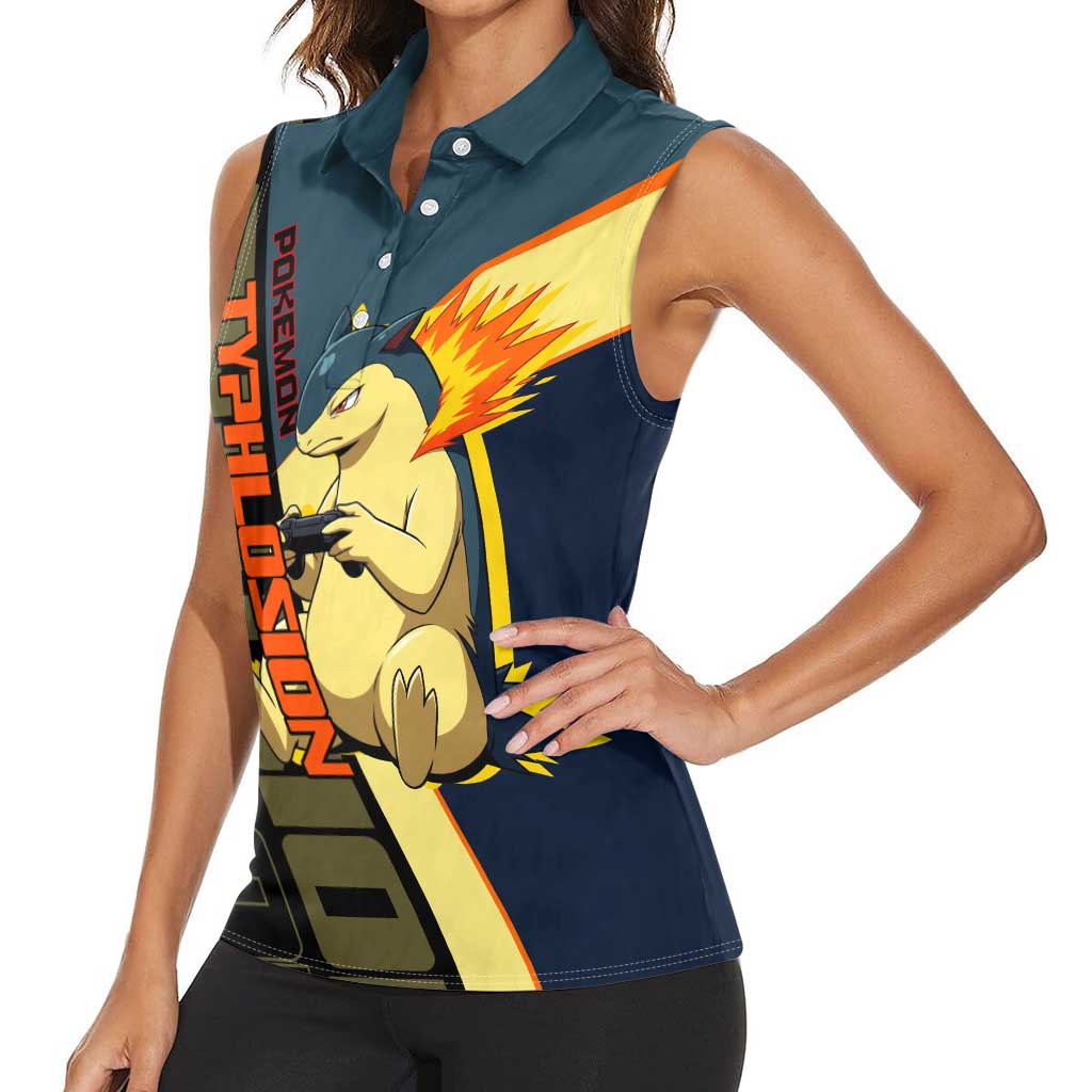 Typhlosion Poké Women Sleeveless Polo Shirt Classic Retro Anime Style