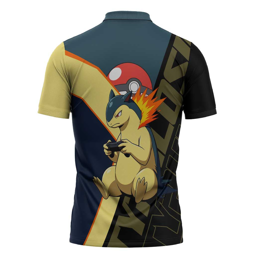 Typhlosion Poké Zipper Polo Shirt Classic Retro Anime Style