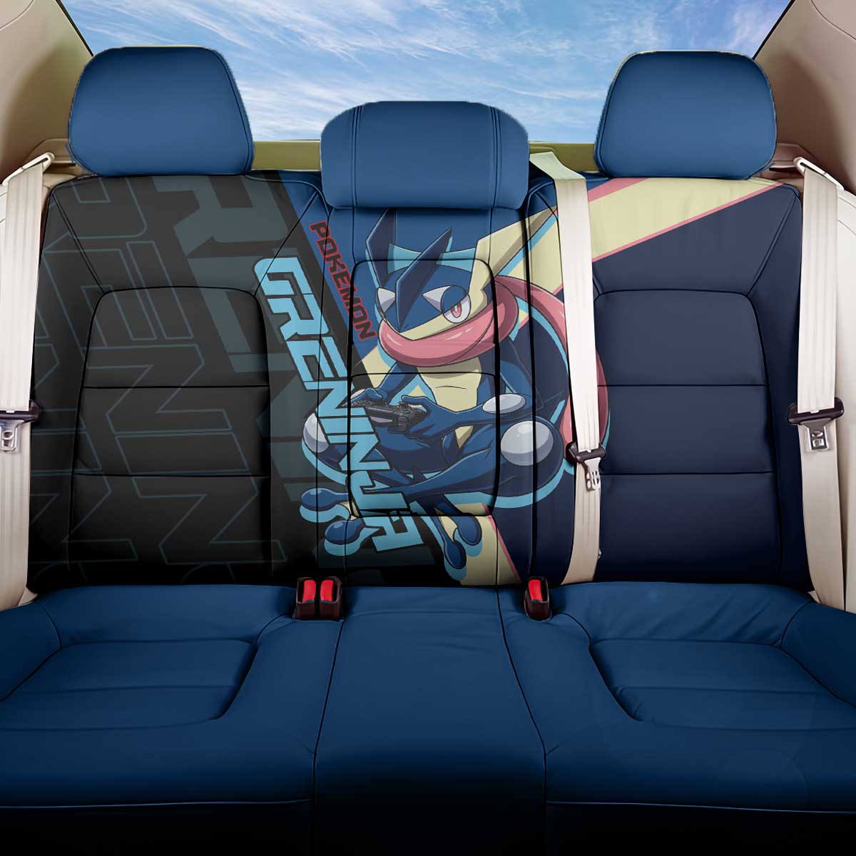 Greninja Poké Back Car Seat Cover Sleek Retro Anime Style