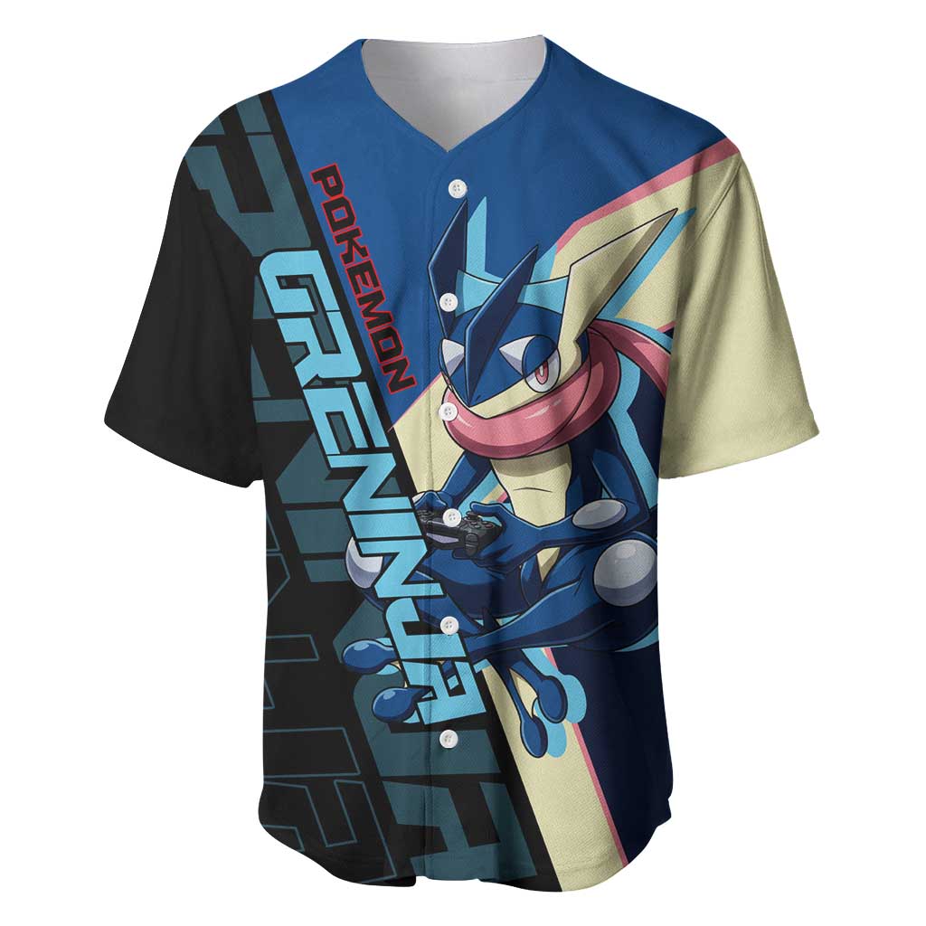 Greninja Poké Baseball Jersey Sleek Retro Anime Style