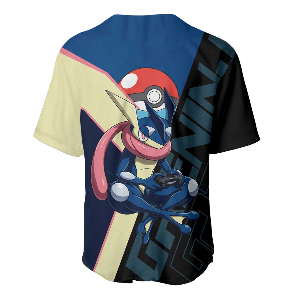 Greninja Poké Baseball Jersey Sleek Retro Anime Style
