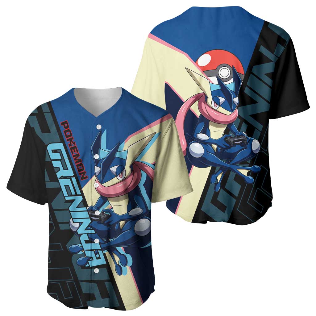 Greninja Poké Baseball Jersey Sleek Retro Anime Style
