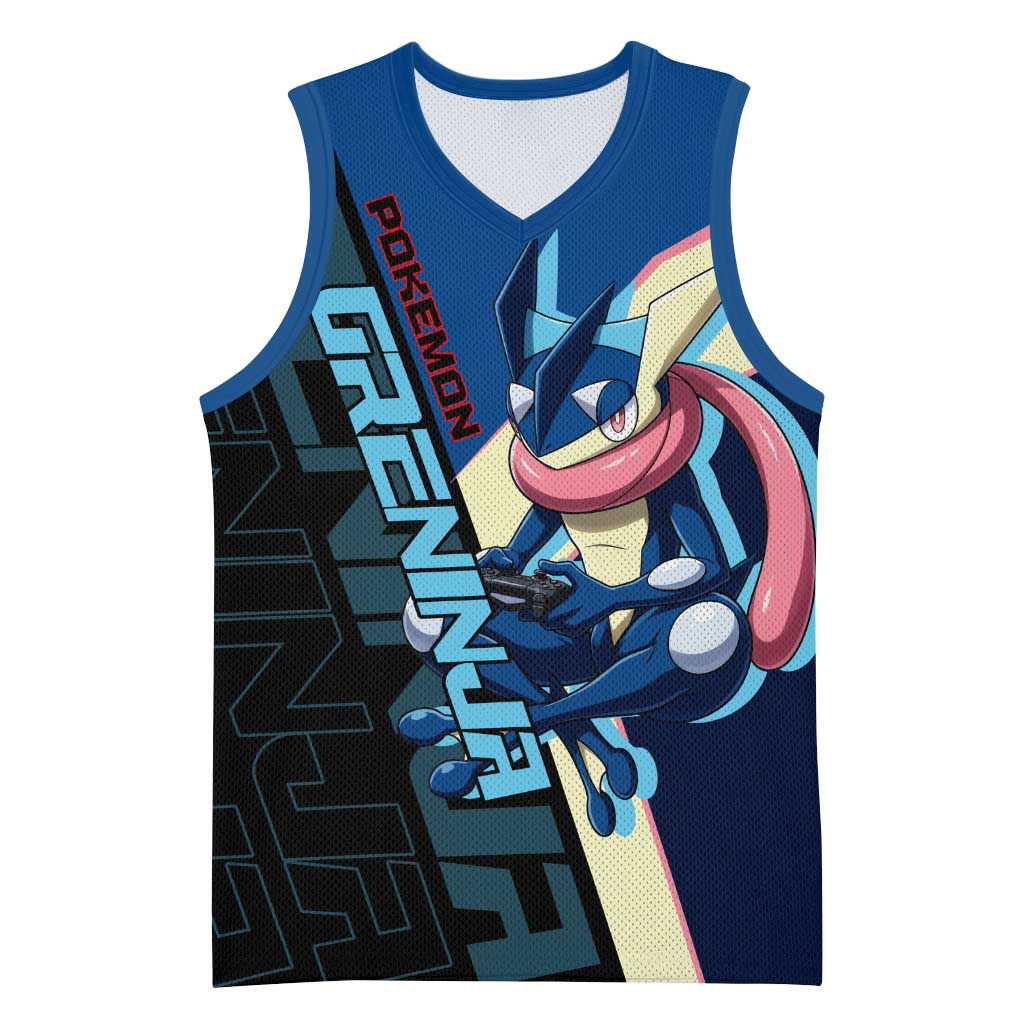 Greninja Poké Basketball Jersey Sleek Retro Anime Style