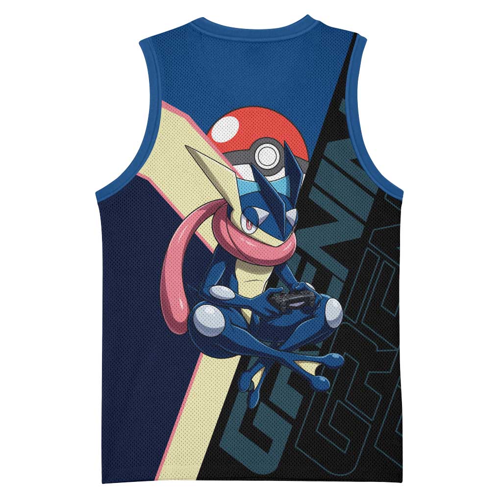 Greninja Poké Basketball Jersey Sleek Retro Anime Style