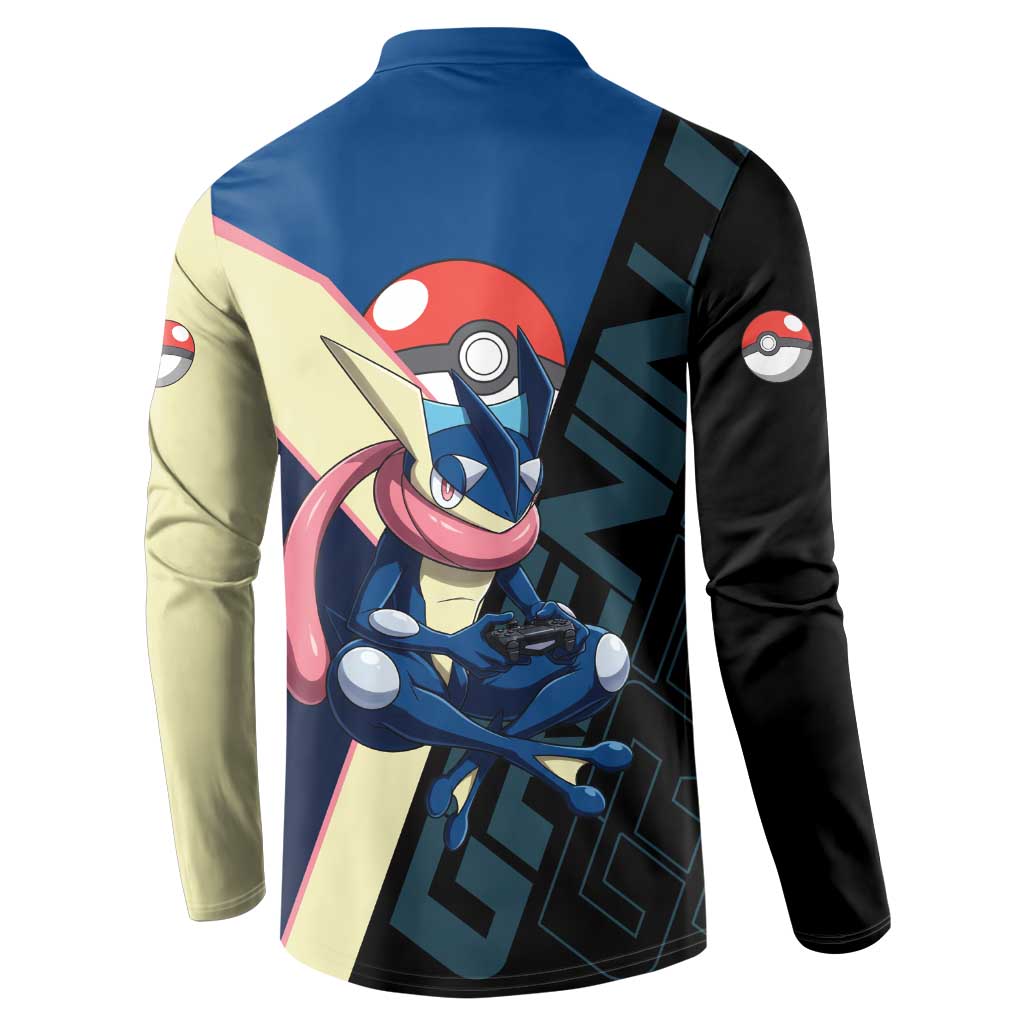 Greninja Poké Button Sweatshirt Sleek Retro Anime Style