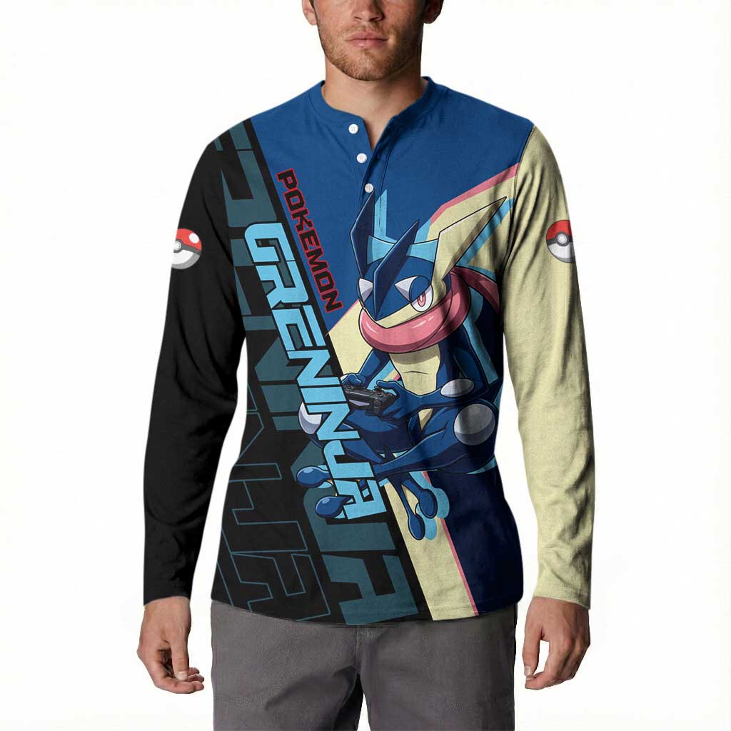 Greninja Poké Button Sweatshirt Sleek Retro Anime Style