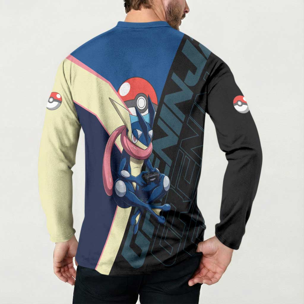 Greninja Poké Button Sweatshirt Sleek Retro Anime Style