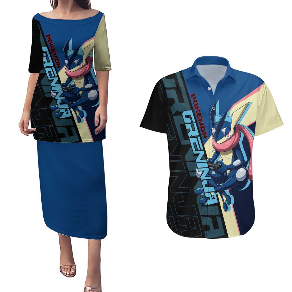 Greninja Poké Couples Matching Puletasi and Hawaiian Shirt Sleek Retro Anime Style