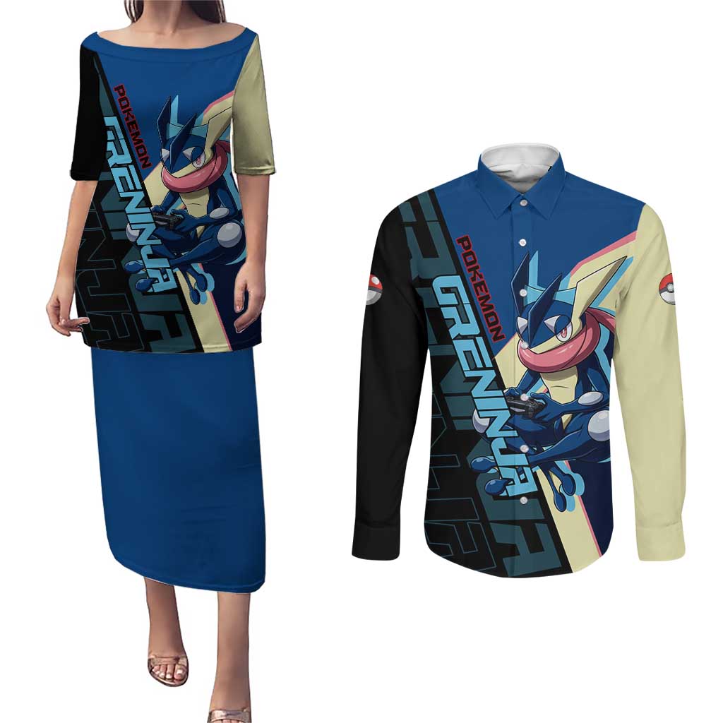 Greninja Poké Couples Matching Puletasi and Long Sleeve Button Shirt Sleek Retro Anime Style