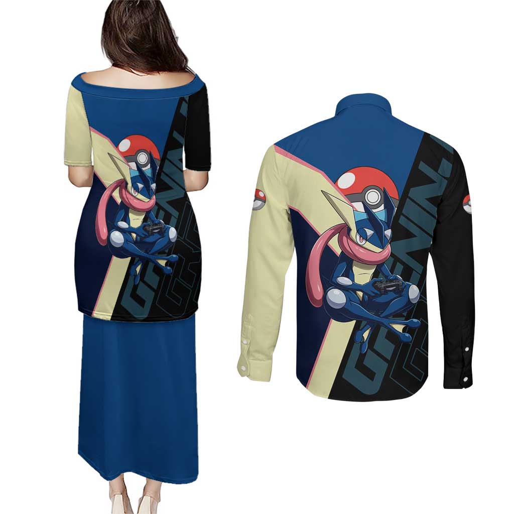 Greninja Poké Couples Matching Puletasi and Long Sleeve Button Shirt Sleek Retro Anime Style