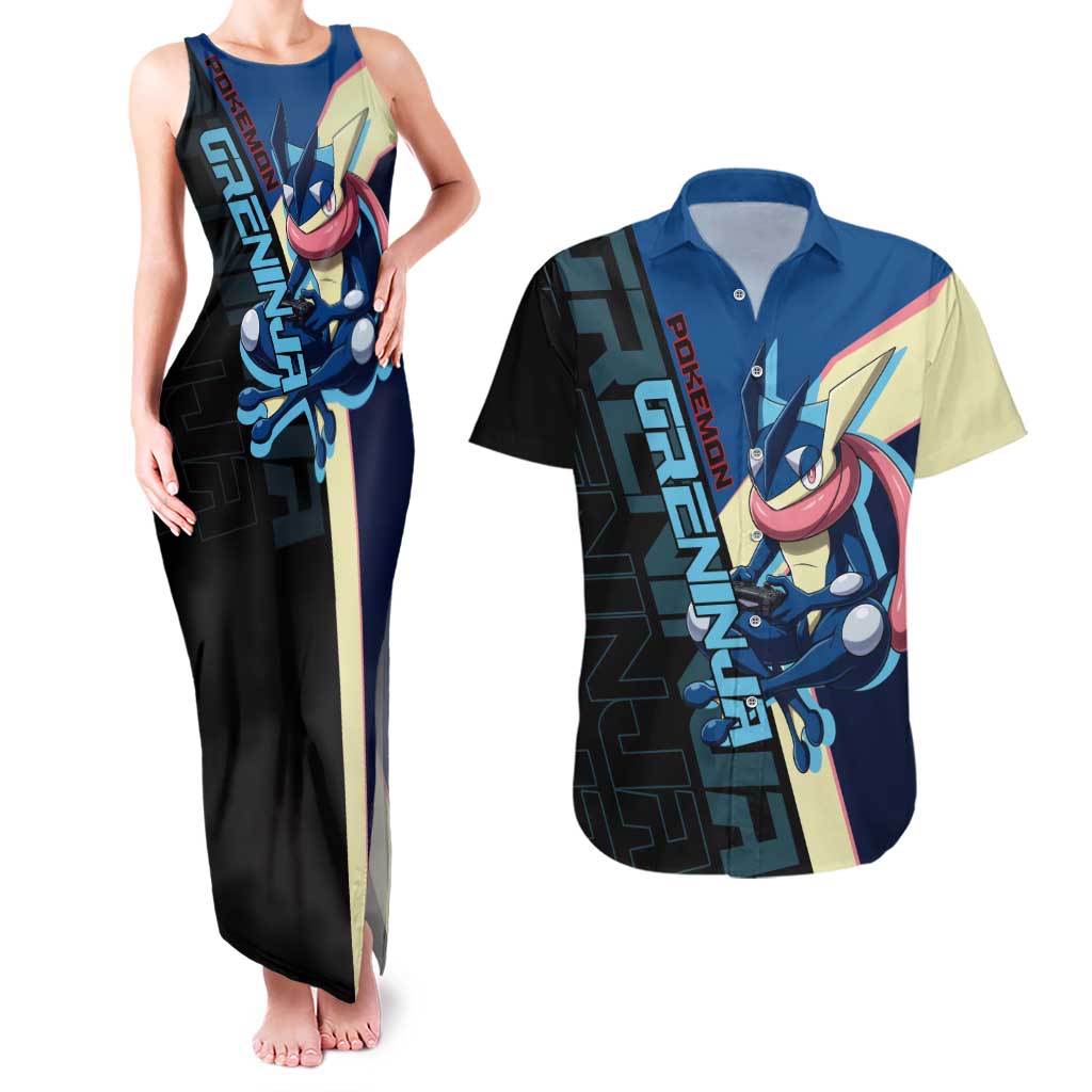 Greninja Poké Couples Matching Tank Maxi Dress and Hawaiian Shirt Sleek Retro Anime Style