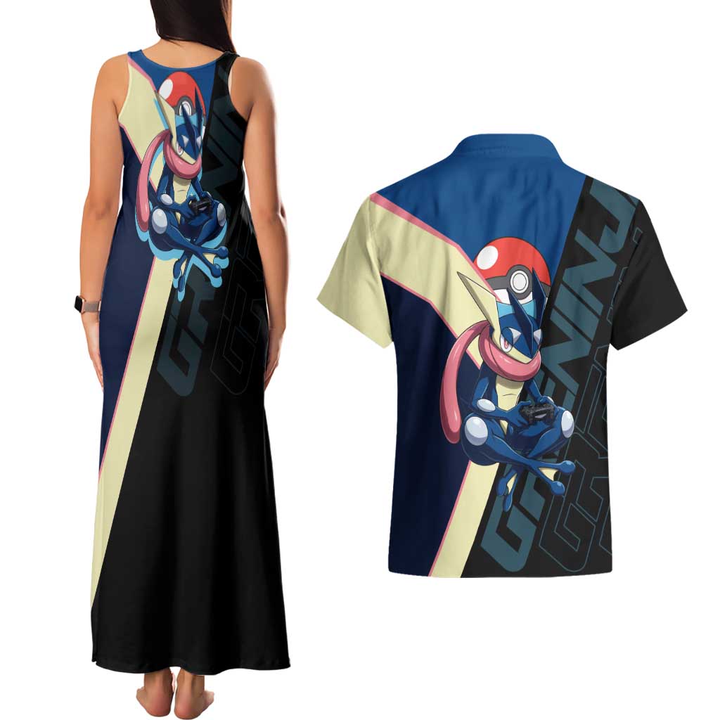 Greninja Poké Couples Matching Tank Maxi Dress and Hawaiian Shirt Sleek Retro Anime Style