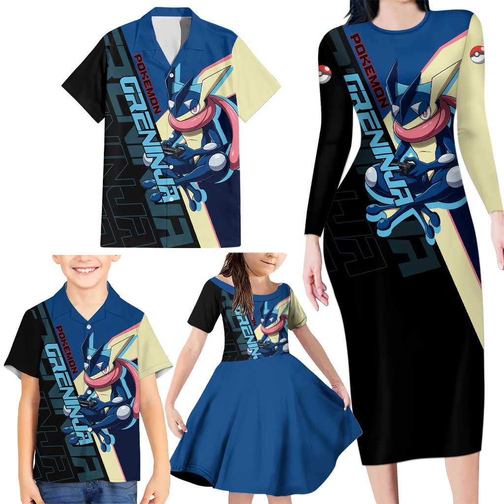 Greninja Poké Family Matching Long Sleeve Bodycon Dress and Hawaiian Shirt Sleek Retro Anime Style