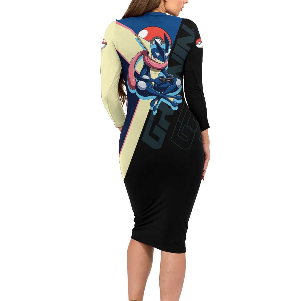 Greninja Poké Family Matching Long Sleeve Bodycon Dress and Hawaiian Shirt Sleek Retro Anime Style