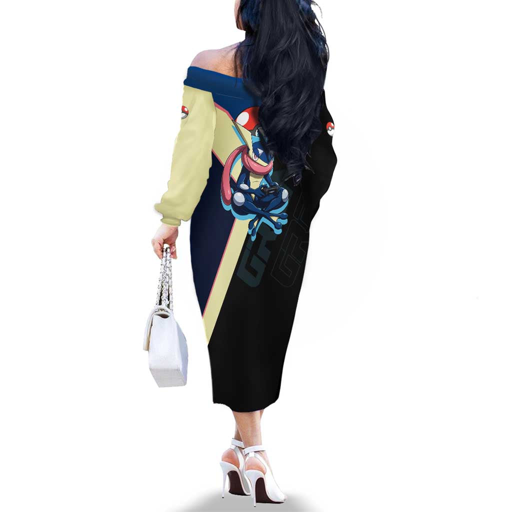 Greninja Poké Family Matching Off The Shoulder Long Sleeve Dress and Hawaiian Shirt Sleek Retro Anime Style