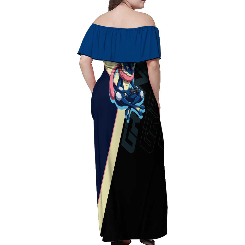 Greninja Poké Family Matching Off Shoulder Maxi Dress and Hawaiian Shirt Sleek Retro Anime Style