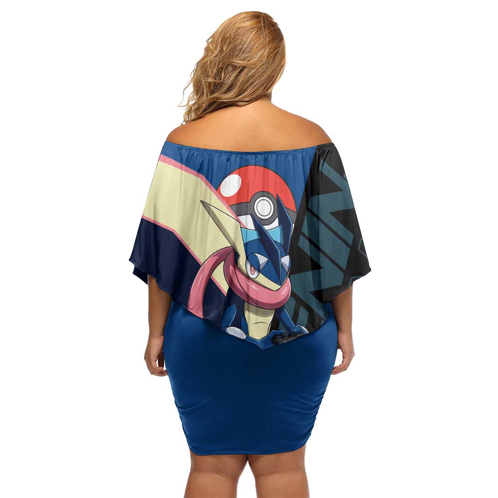 Greninja Poké Family Matching Off Shoulder Short Dress and Hawaiian Shirt Sleek Retro Anime Style