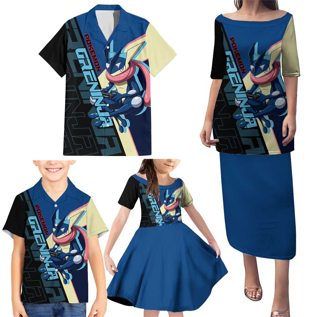 Greninja Poké Family Matching Puletasi and Hawaiian Shirt Sleek Retro Anime Style