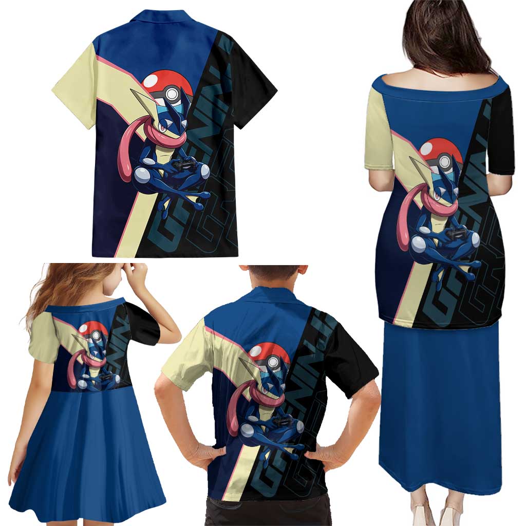 Greninja Poké Family Matching Puletasi and Hawaiian Shirt Sleek Retro Anime Style
