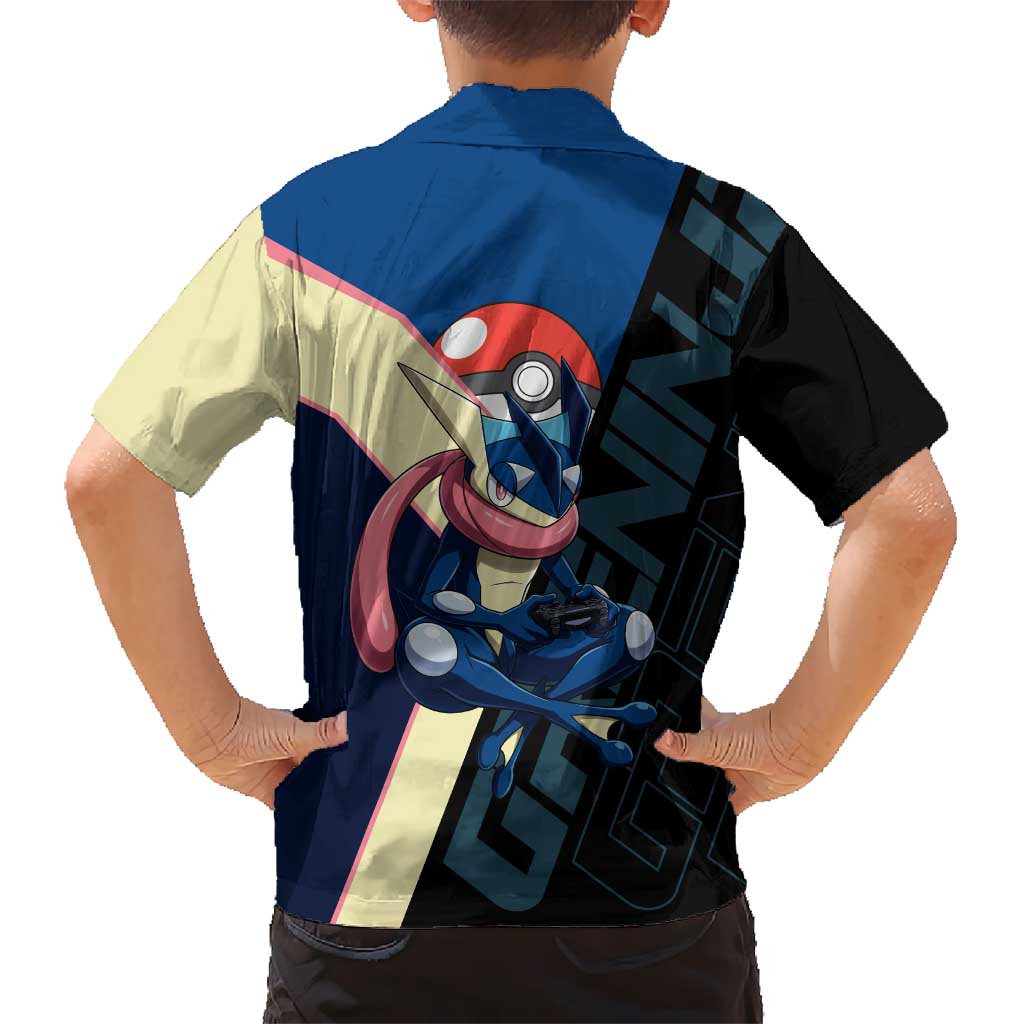 Greninja Poké Family Matching Summer Maxi Dress and Hawaiian Shirt Sleek Retro Anime Style