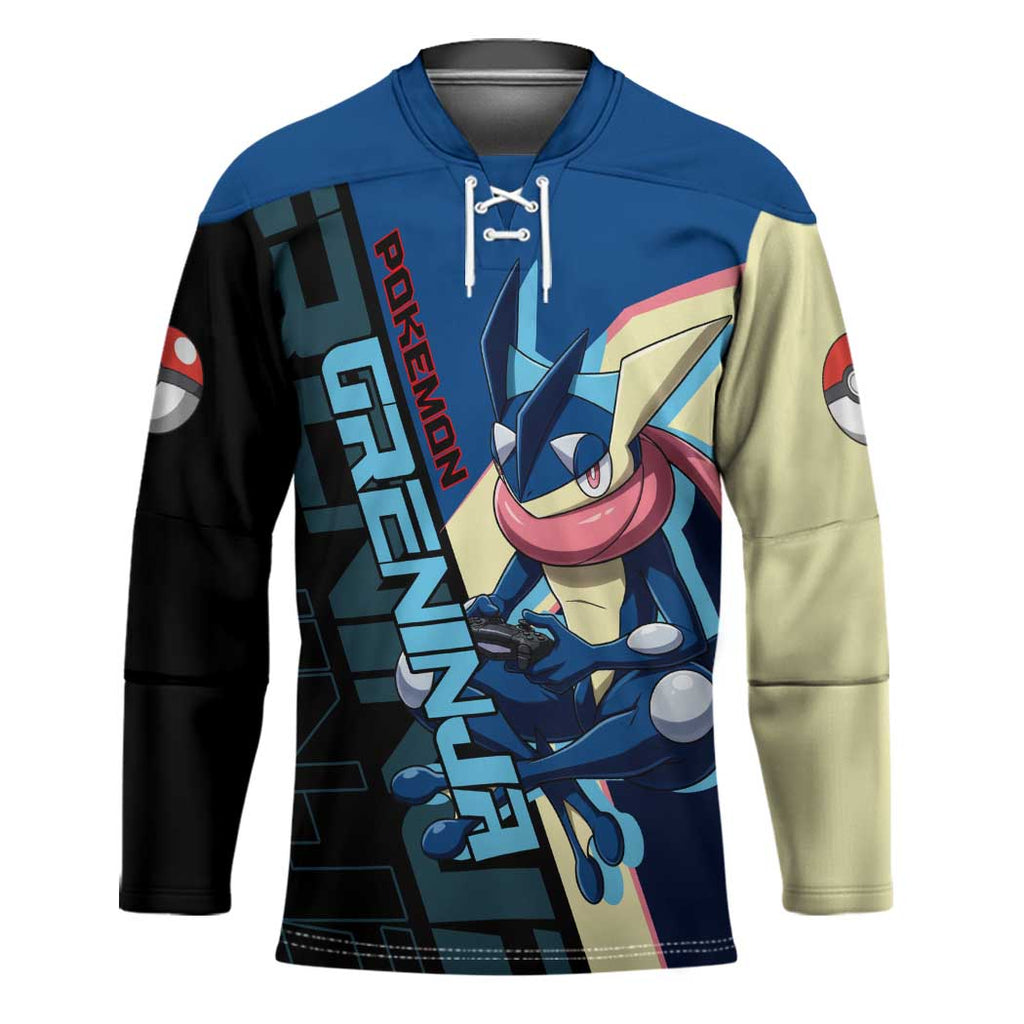 Greninja Poké Hockey Jersey Sleek Retro Anime Style