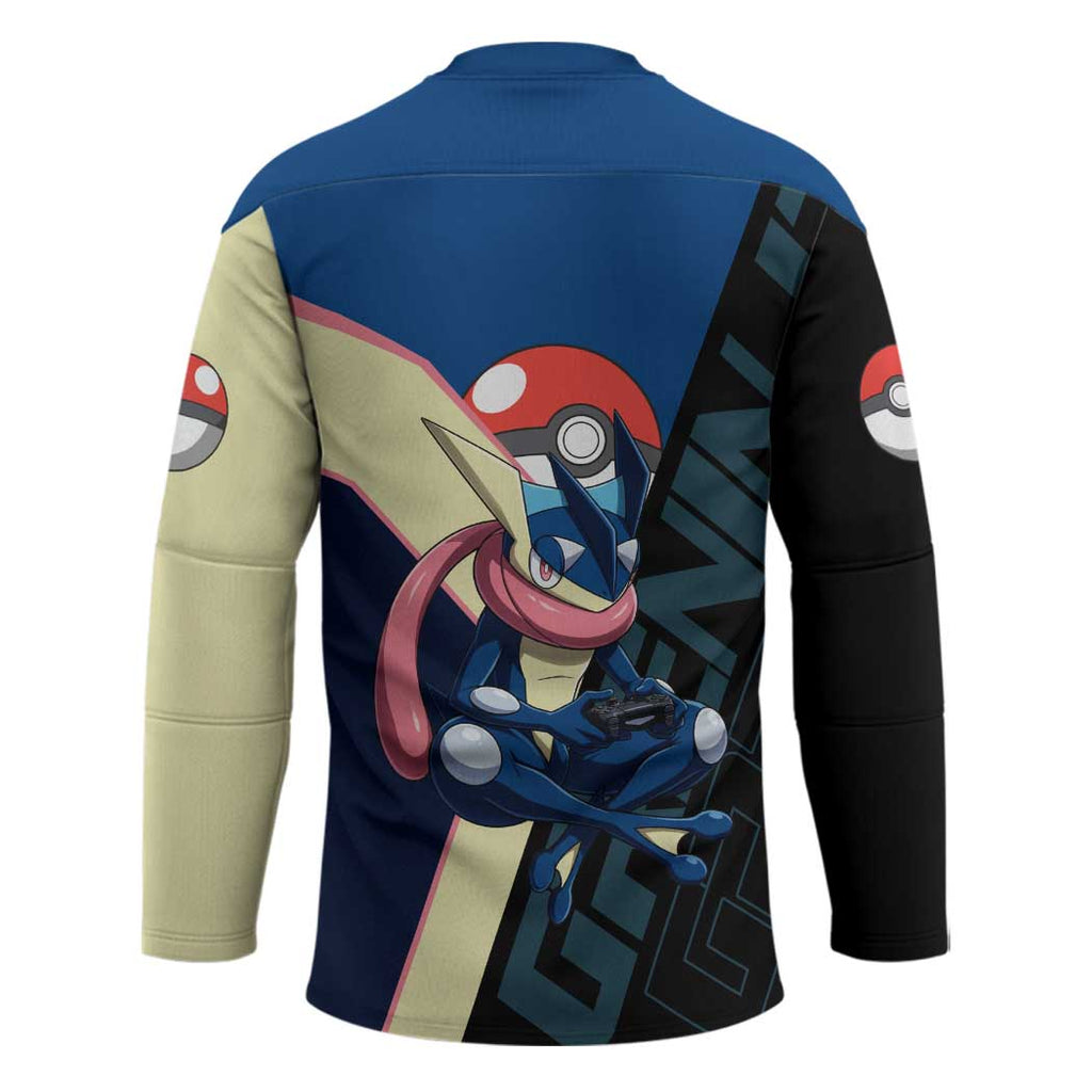Greninja Poké Hockey Jersey Sleek Retro Anime Style