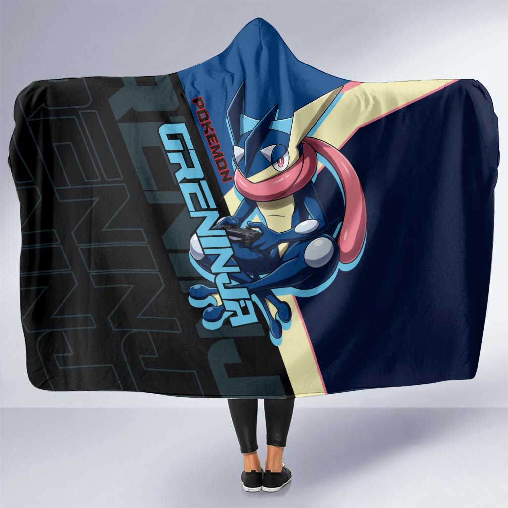 Greninja Poké Hooded Blanket Sleek Retro Anime Style