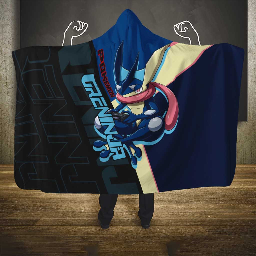 Greninja Poké Hooded Blanket Sleek Retro Anime Style