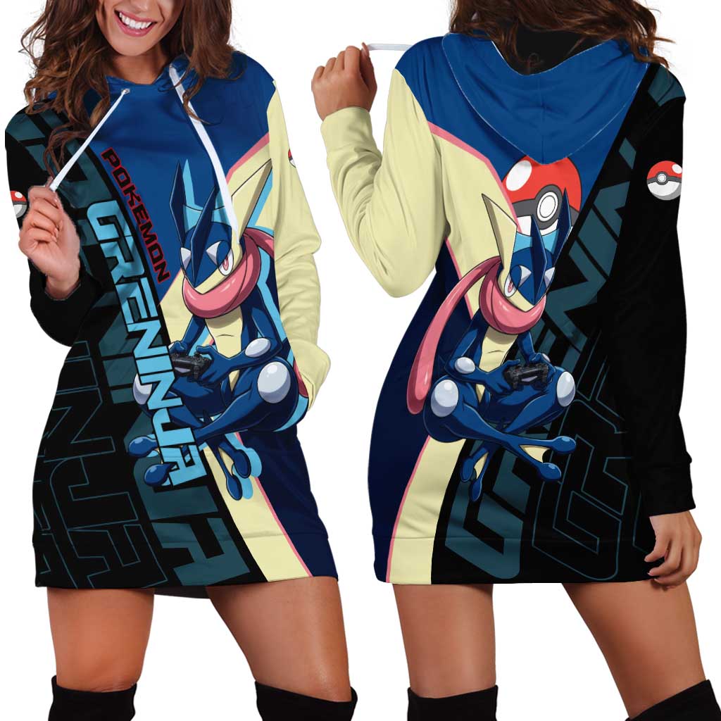 Greninja Poké Hoodie Dress Sleek Retro Anime Style