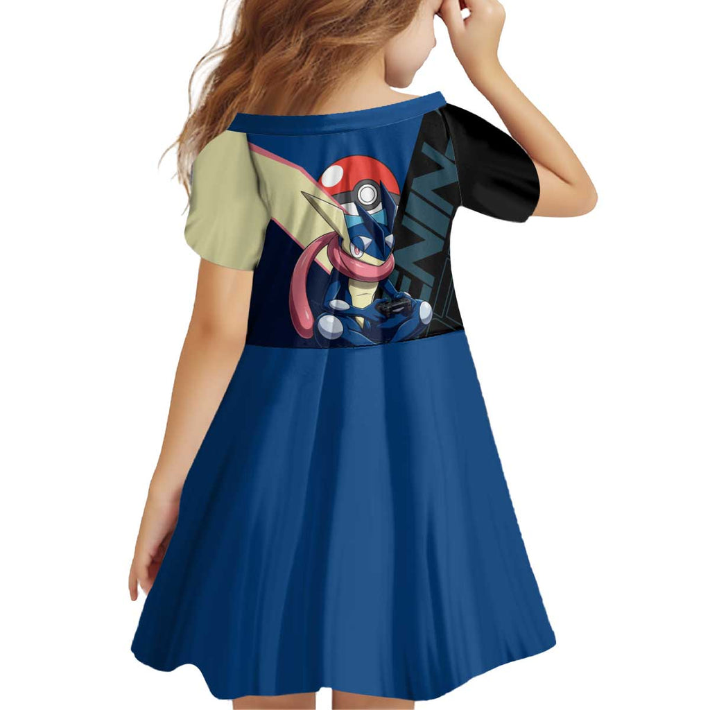 Greninja Poké Kid Short Sleeve Dress Sleek Retro Anime Style